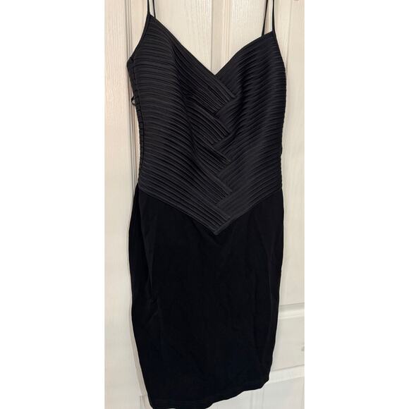 VINTAGE LILLIE RUBIN BLACK RIBBED BLACK MINI DRESS SZ S/M - Picture 2 of 5